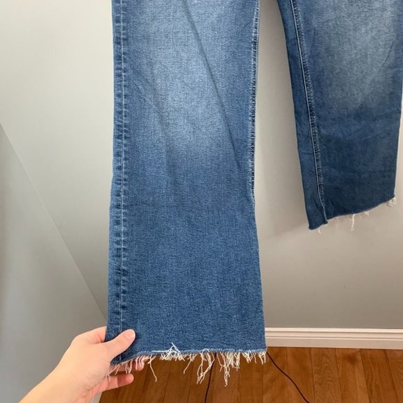 J Crew Women's Slim Demi Boot Cut Jeans Denim Medium Wash Blue Fray Flare 30 - Picture 3 of 11